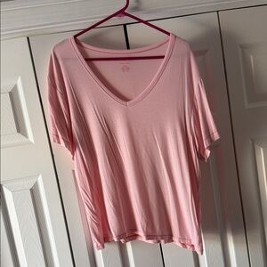 American Eagle Outfitters Light Pink V-Neck Tee